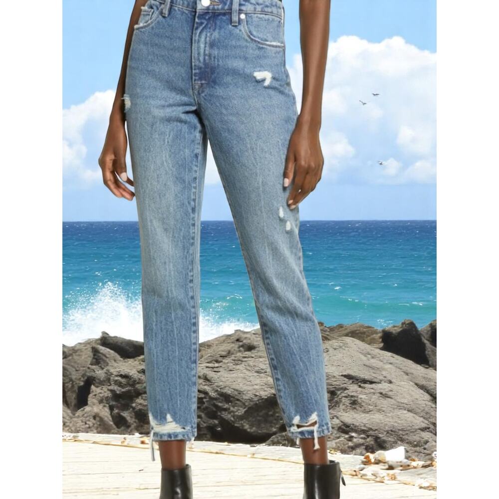 NWT - Blank NYC Madison Crop High Rise Rip-Hem Distress Jeans Size: 27